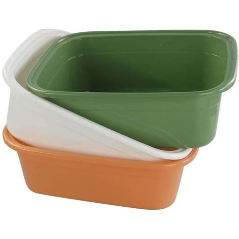 Cuvette Rectangulaire En Plastique Blanc Vert Orange 3 Pack Bassines