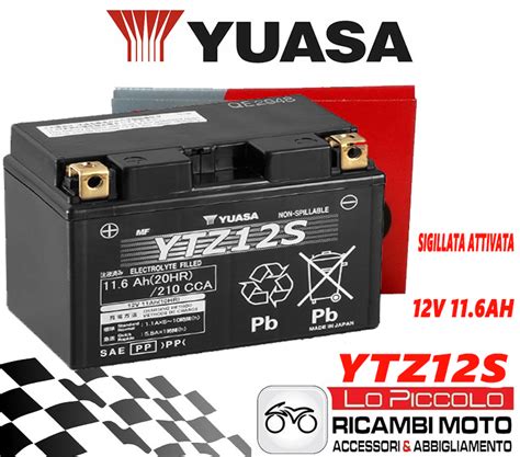 BATTERIA YUASA YTZ12S SIGILLATA PER HONDA XL V TRANSALP 650 2000 2001