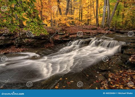 Waterfall In Autumn Stock Photo Image Of Chagrin Fall 46028484