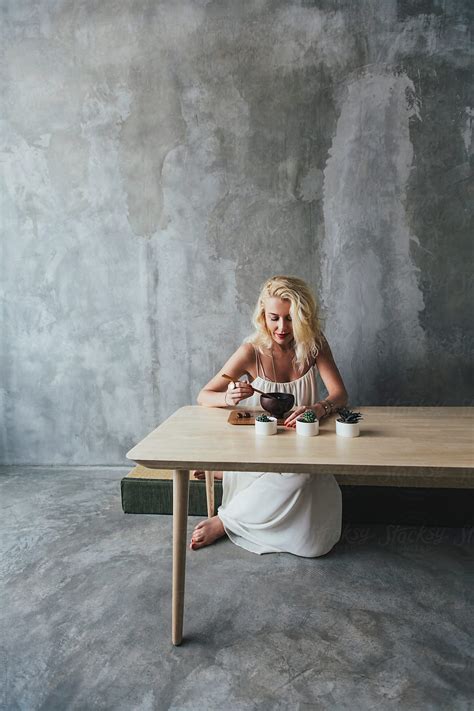 Woman Eating Ice Cream By Stocksy Contributor Lumina Stocksy