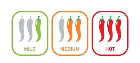 Spicy Chili Pepper Levels Mild Spicy Hot Food Icons Set Scale Indicator Vector