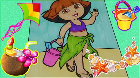 Coloring Dora At The Beach Dora The Explorer Colouring Book Pages For