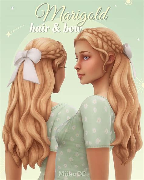 Marigold Hair Bow Miiko Sims Dresses Sims Hair Sims Characters