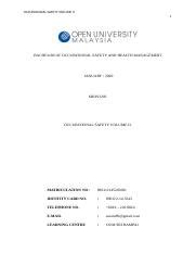 Occup Safety 2 Docx OCCUPATIONAL SAFETY VOLUME II 1 BACHELOR OF