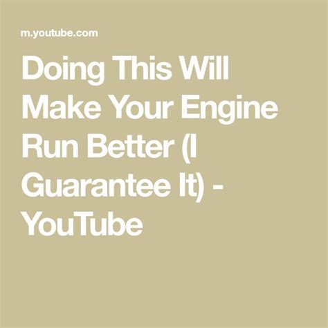 Doing This Will Make Your Engine Run Better I Guarantee It Youtube Bettering Myself