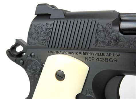 NIGHTHAWK CUSTOM VIP BLACK COMMANDER ENGRAVED GIRAFFE BONE GRIPS SK