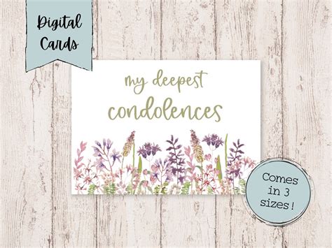 Deepest Condolences Printable Card Digital Condolences Card Printable ...