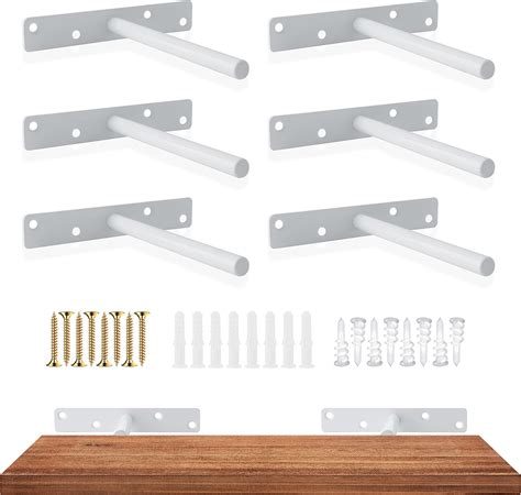 AddGrace 6 Pack Heavy Duty Floating Shelf Bracket Hidden Shelf Brackets