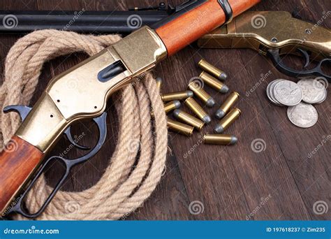 An Old Lever Action Rifle From The 1800s Stock Image 111859123