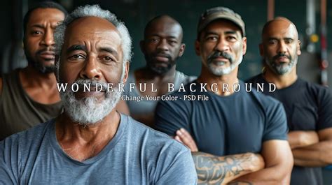 Premium PSD Group Portrait Of Five Mature Men