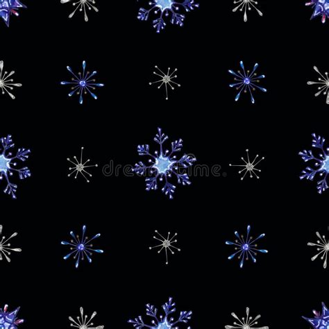 Christmas Watercolor Snowflakes Background Template Stock Illustration ...