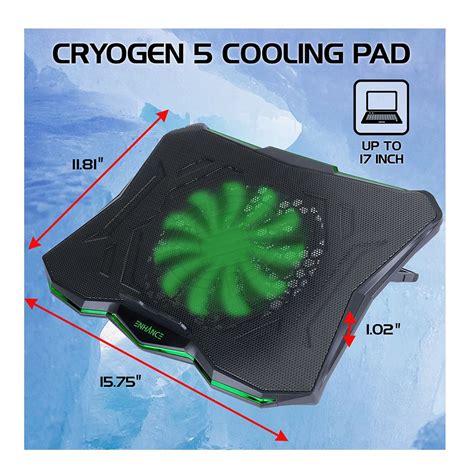 Accessory Power Enhance Cryogen Laptop Cooling Pad Green Micro Center