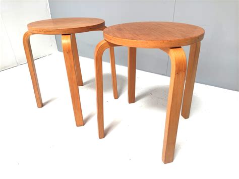 Set Of Two Early Ikea Alvar Aalto Stools AM Vintage Design