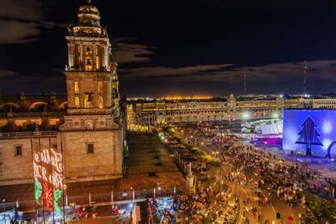 Metropolitan Cathedral Zocalo Mexico City Mexico Christmas Night ...