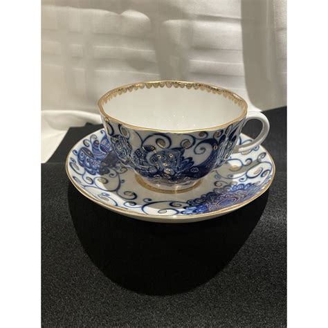 Vtg Lomonosov Tsar Bird Cobalt Blue Gold Porcelain Teacup Saucer Made