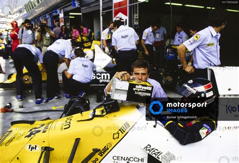 Paolo Barilla Minardi M Ford Watches The Timing Screen In Pitlane