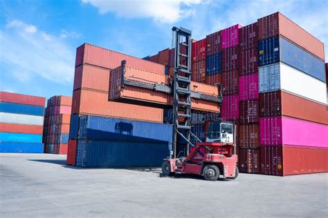 Container Shipping in the Container Yard Stock Photo - Image of ...