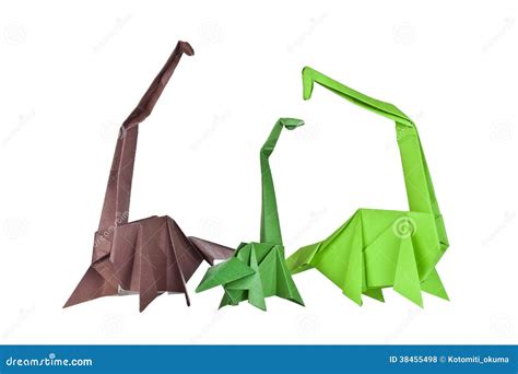 Origâmi Figuras De Papel Dos Dinossauros Foto de Stock Imagem de