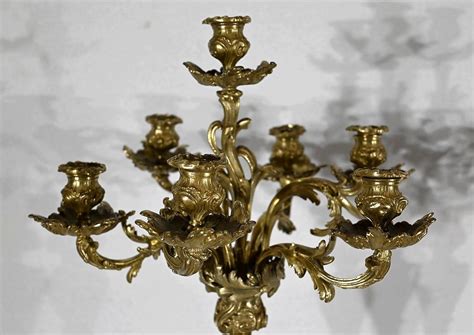 Pair Of Important Candelabras In Gilt Bronze Louis XV Style Late Ni