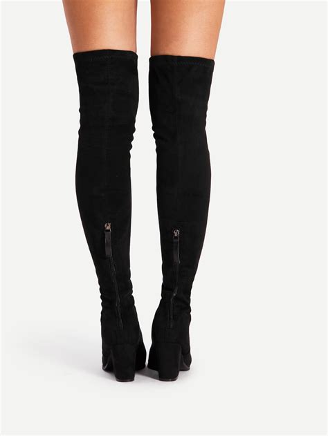 Pointed Toe Suede Thigh High Boots SheIn Sheinside