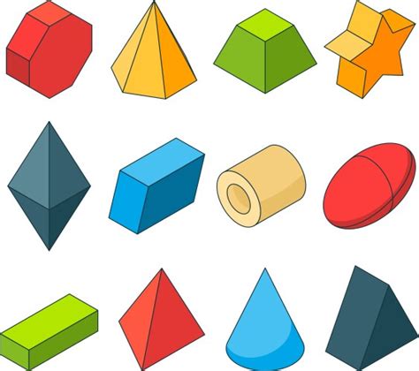 Simple Geometric 2d Shapes School Geometry Vector Image