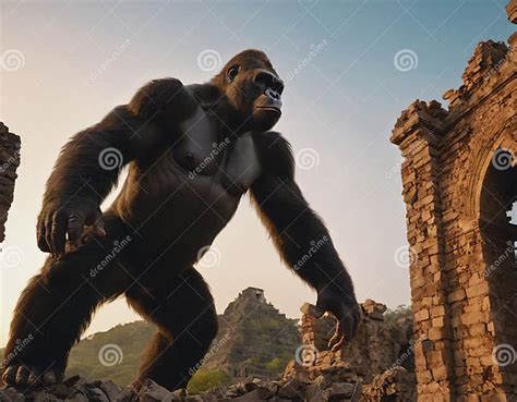 A Strong Gorilla King Kong. Frightening Giant Monkey. Stock Image - Image of king, gorilla ...