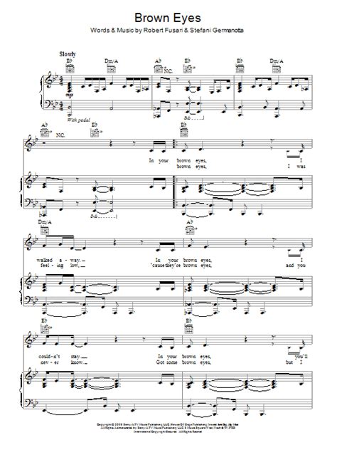 Brown Eyes By Lady Gaga Sheet Music For Piano Vocal And Guitar Chords At