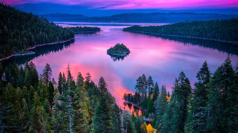 High Angle View Of A Lake At Sunset Lake Tahoe Sierra Nevada California Usa Windows