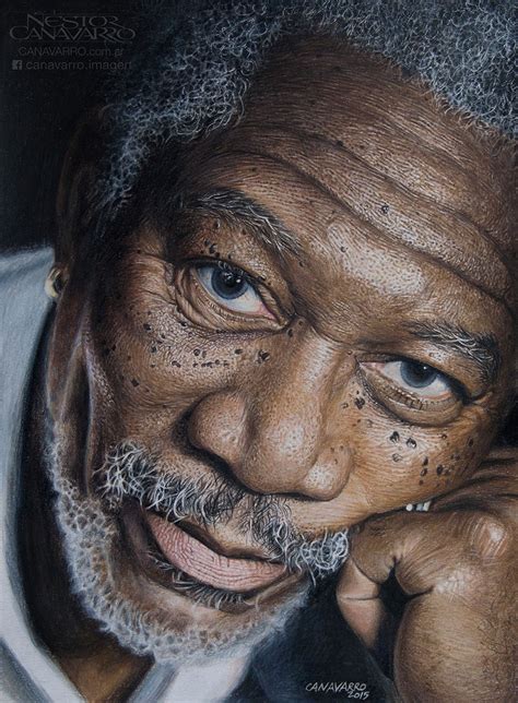 Un Portrait De Morgan Freeman Au Crayon Par N Stor Canavarro Dessein