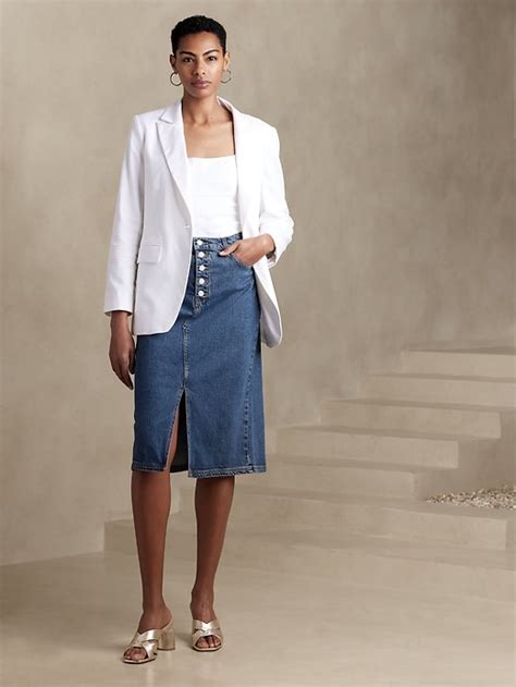 Denim Midi Skirt Banana Republic Factory