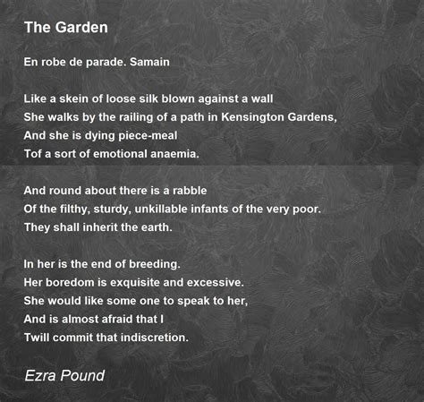The Garden Poem By Ezra Pound | Fasci Garden