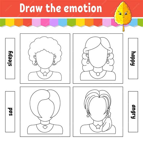 Нарисуйте эмоцию. лист с изображением лица. книжка-раскраска для детей