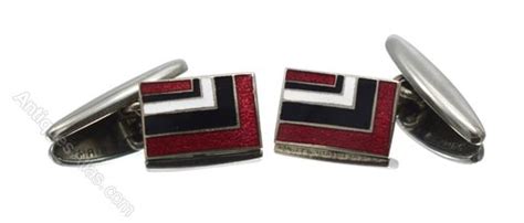 Antiques Atlas Original Art Deco Gents Geometric Enamel Cufflinks