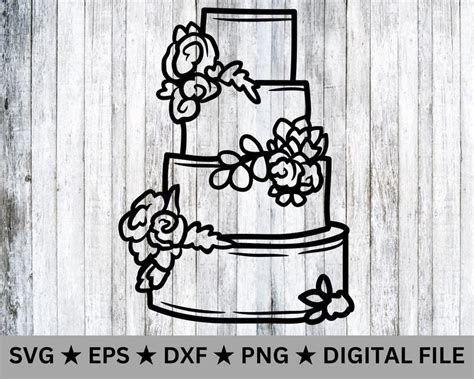 Wedding Cake SVG Clip Art Cut File Silhouette Dxf Eps Png Instant