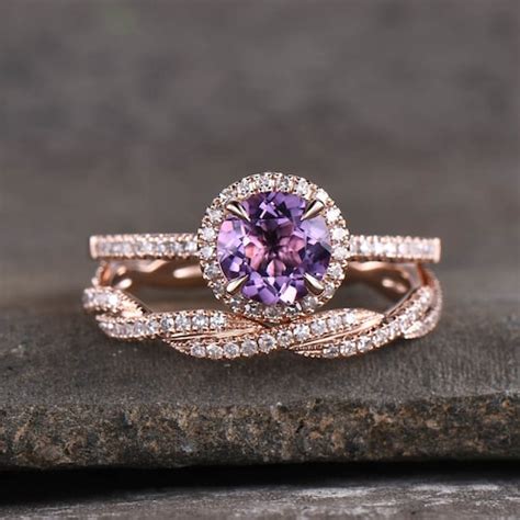 Natural Amethyst Wedding Band Infinity Diamond Wedding Ring - Etsy