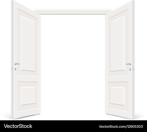 Double White Open Door Royalty Free Vector Image