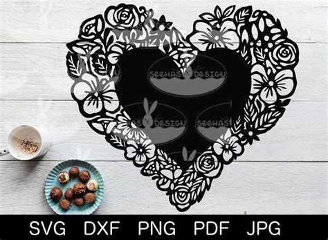 Herz Rahmen Plotterdatei Svg Dxf Fcm Blumen Herz Valentinstag