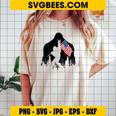 Warning Neanderthal Thinking Svg Bigfoot American Flag Svg SVGbees