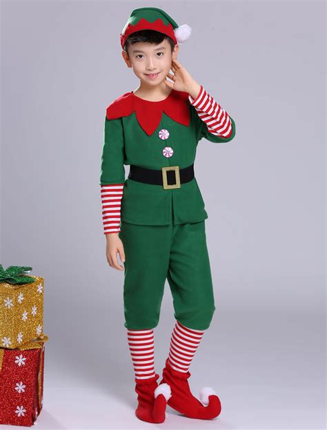 Christmas Elf Costume Kids Top Pants Green Outfit 5 Piece For Boys ...