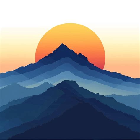 Premium Vector | Sunrise over mountain peak 37