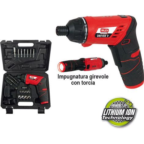 Cacciavite Avvitatore A Batteria Al Litio Con Torcia E Inserti In