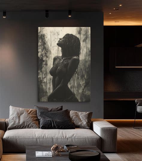 Dark Abstract Nude Painting Emotional Figurative Art Modern Wall Decor Textured Canvas Art