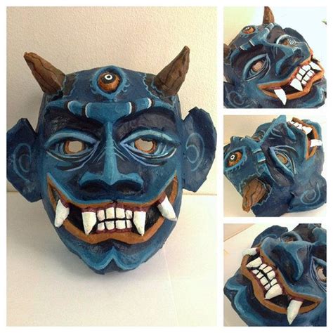 Custom Hand Crafted Paper Mache Oriental Hanya Oni Mask Paper Mache