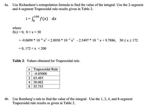 Solved A Use Richardson S Extrapolation Formula To Find The Chegg