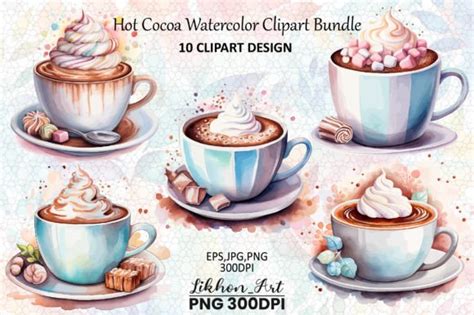 Hot Cocoa Watercolor Clipart Bundle Graphic By Likhon Art Creative Fabrica