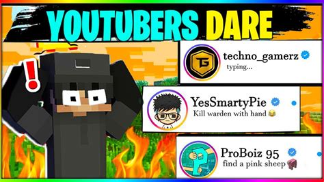 Youtubers Give Me Dares Can I Complete Youtubers Dares Minecraft