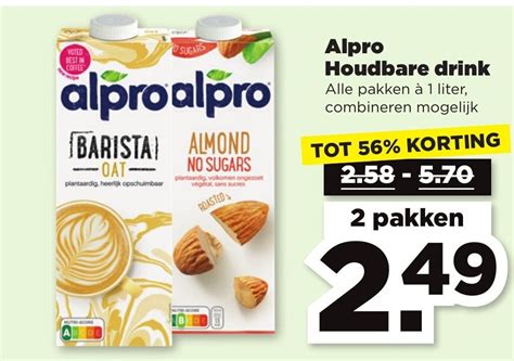 Alpro Houdbare Drink Pakken Liter Aanbieding Bij Plus