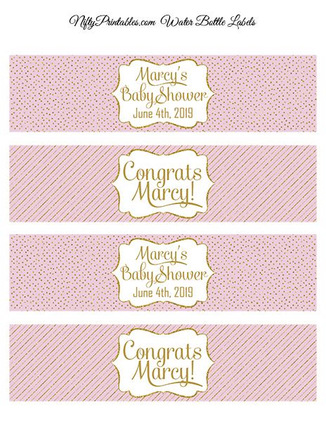 Pink Gold Printable Water Bottle Labels Nifty Printables