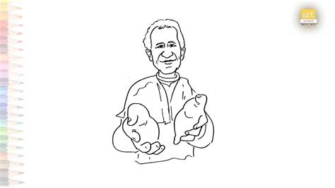 Don Bosco Cartoon Sketch Easy Outline Art How To Draw Don Bosco