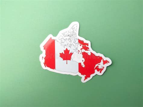 Canada Flag Stickers on a Green Stock Image - Image of concept, logo ...